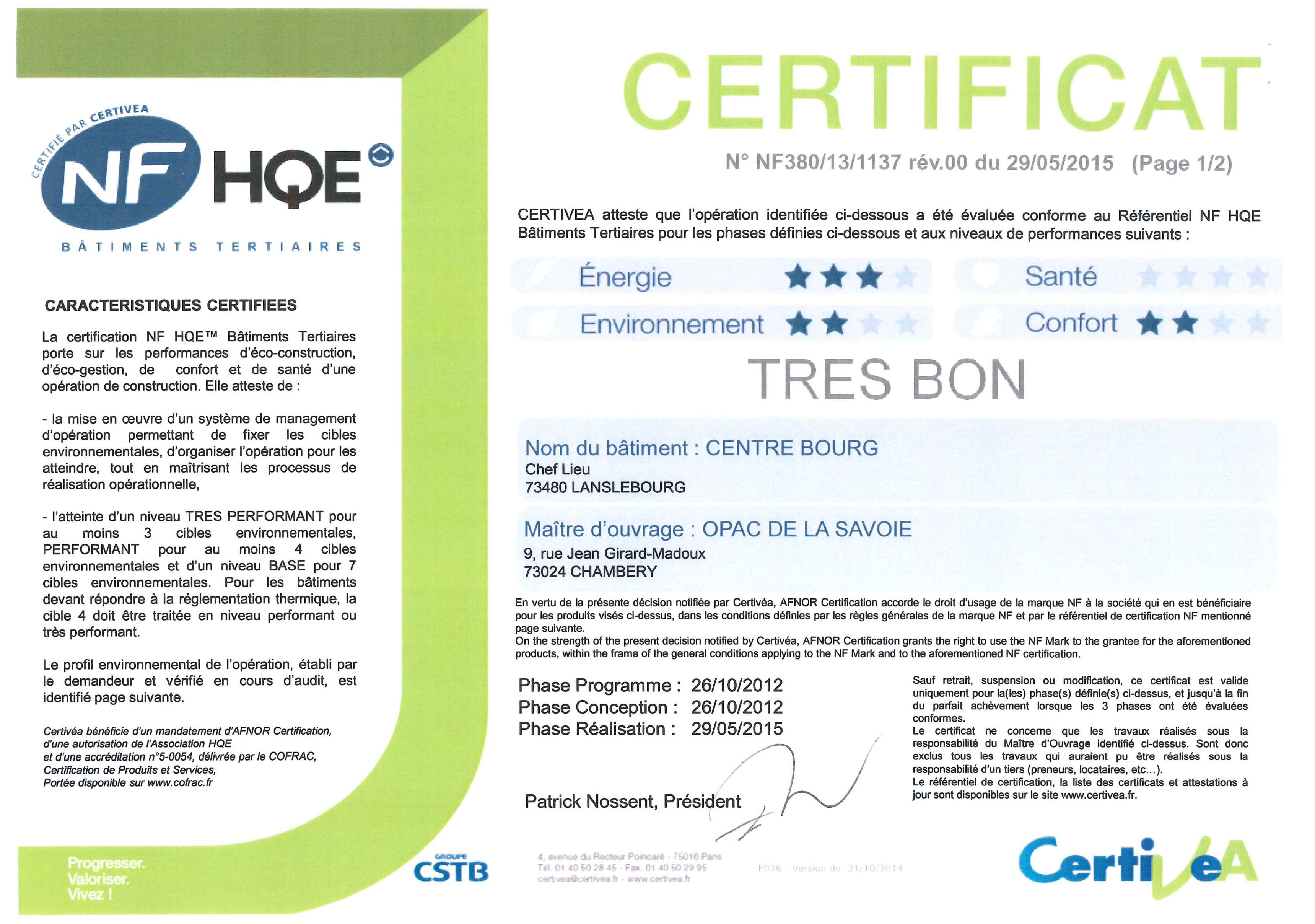 CERTIFICAT NF HQE